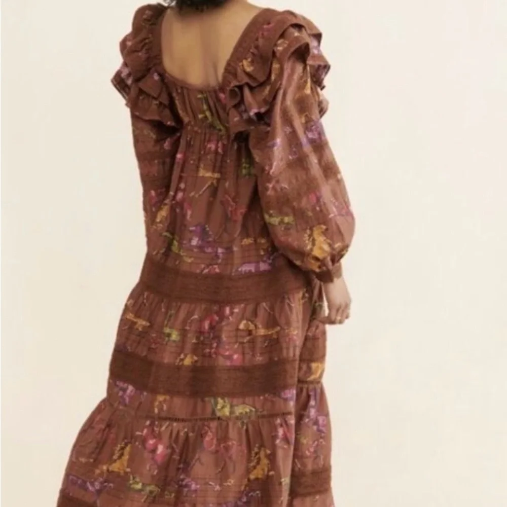FARM Rio Brown Mini Dress with Colorful Patterns - Picture 4 of 6